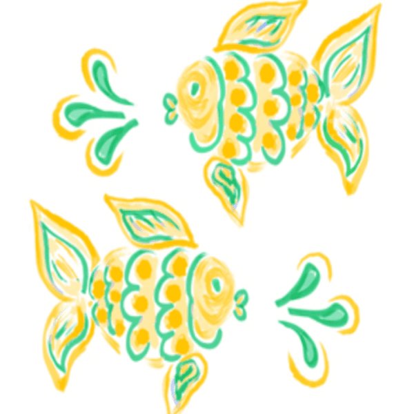 Serviettar Fiskar 40x40cm - Gult