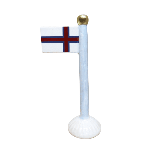 Føroyar flag H19cm Keramik - Blá/Beige